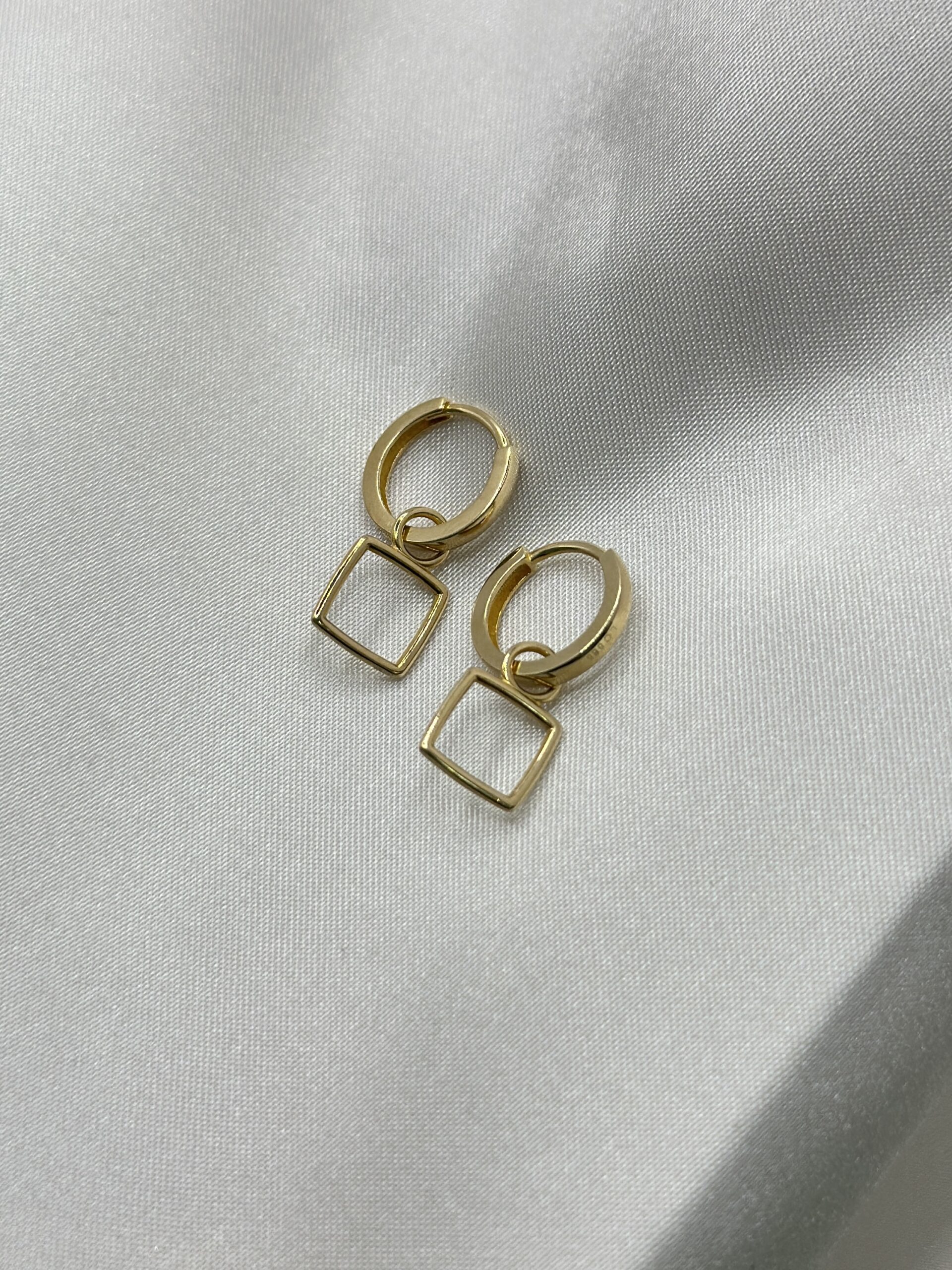 2 IN 1 Quadrat Creole -Ohrring - 585er Gold - Juwelier Di-EL