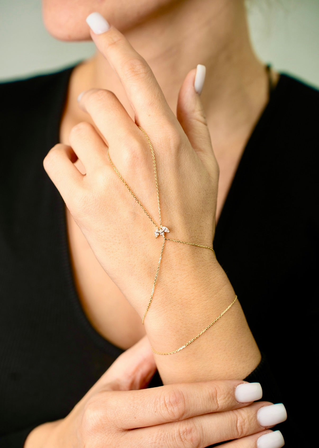 Drei Blätter- Handkette - 585er Gold - Juwelier Di-EL