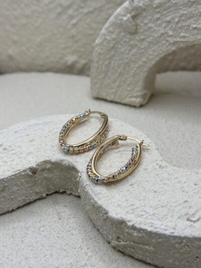 Tricolor Dorika Oval-Ohrring - 585er Gold - Juwelier Di-EL