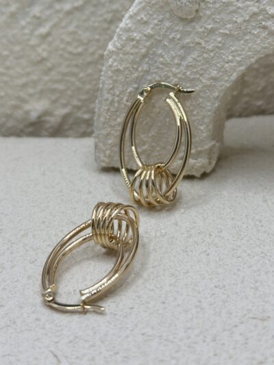 Ovaldesign mit Goldringen-Ohrring - 585er Gold - Juwelier Di-EL