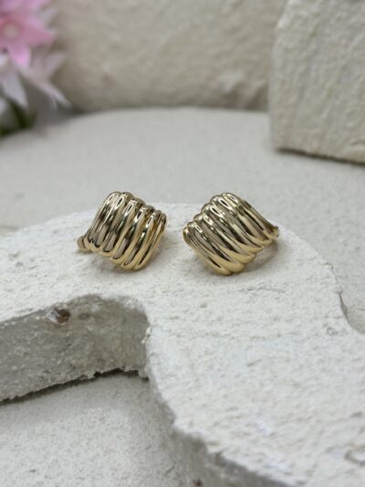 Breites gerilltes Design-Ohrring - 585er Gold - Juwelier Di-EL