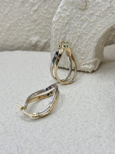 Geschwungene Tropfenform Creolen-Ohrring - 585er Gold - Juwelier Di-EL