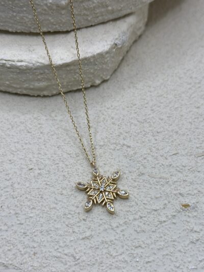 Schneeflocken Anhänger- Kette mit Anhänger - 585er Gold - Juwelier Di-EL