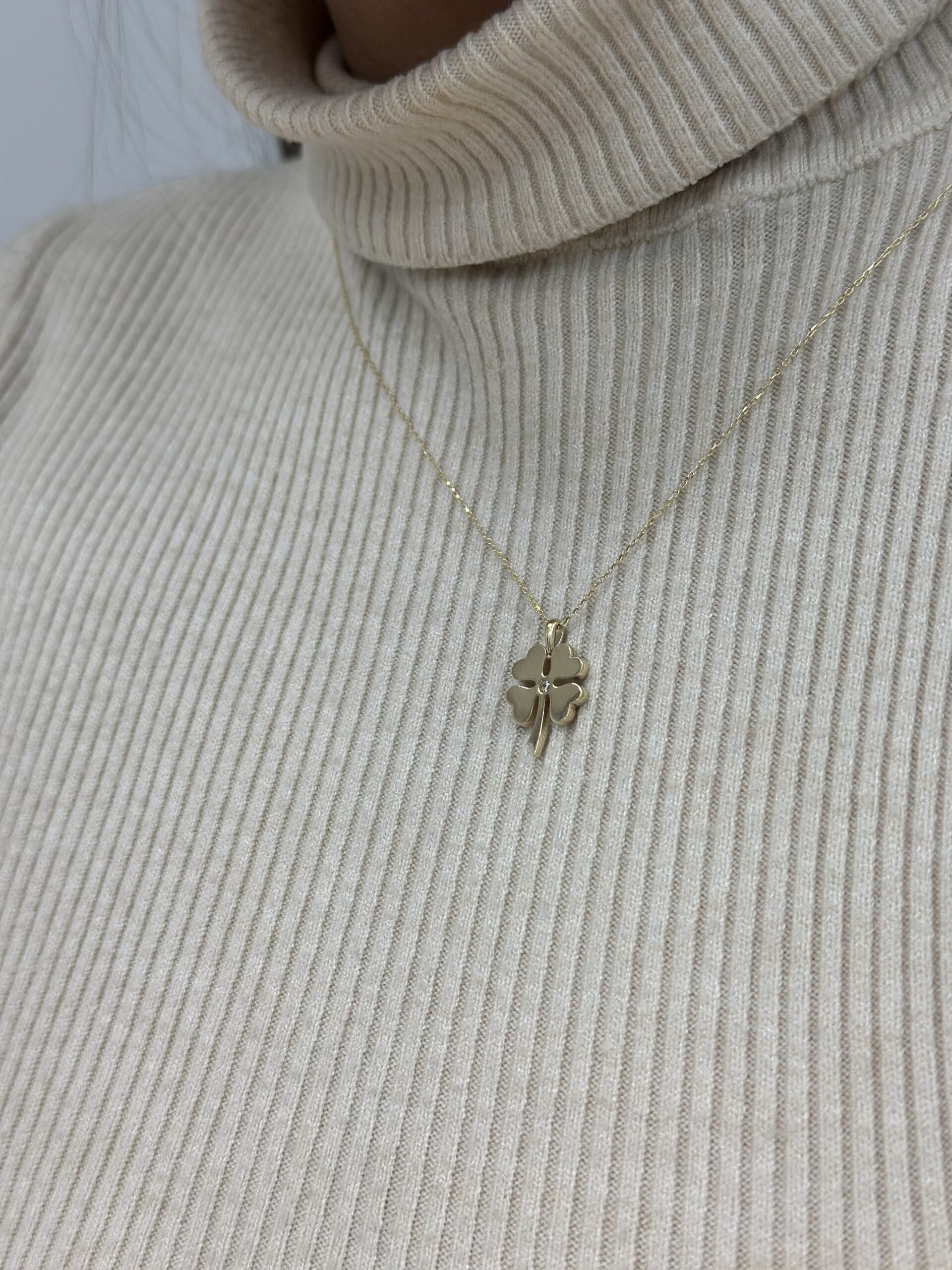 Kleeblatt Poliert Medium - Kette mit Anhänger - 585er Gold - Juwelier Di-EL – Bild 2