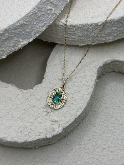 Ovaler Vintage Grün - Kette mit Anhänger - 585er Gold - Juwelier Di-EL