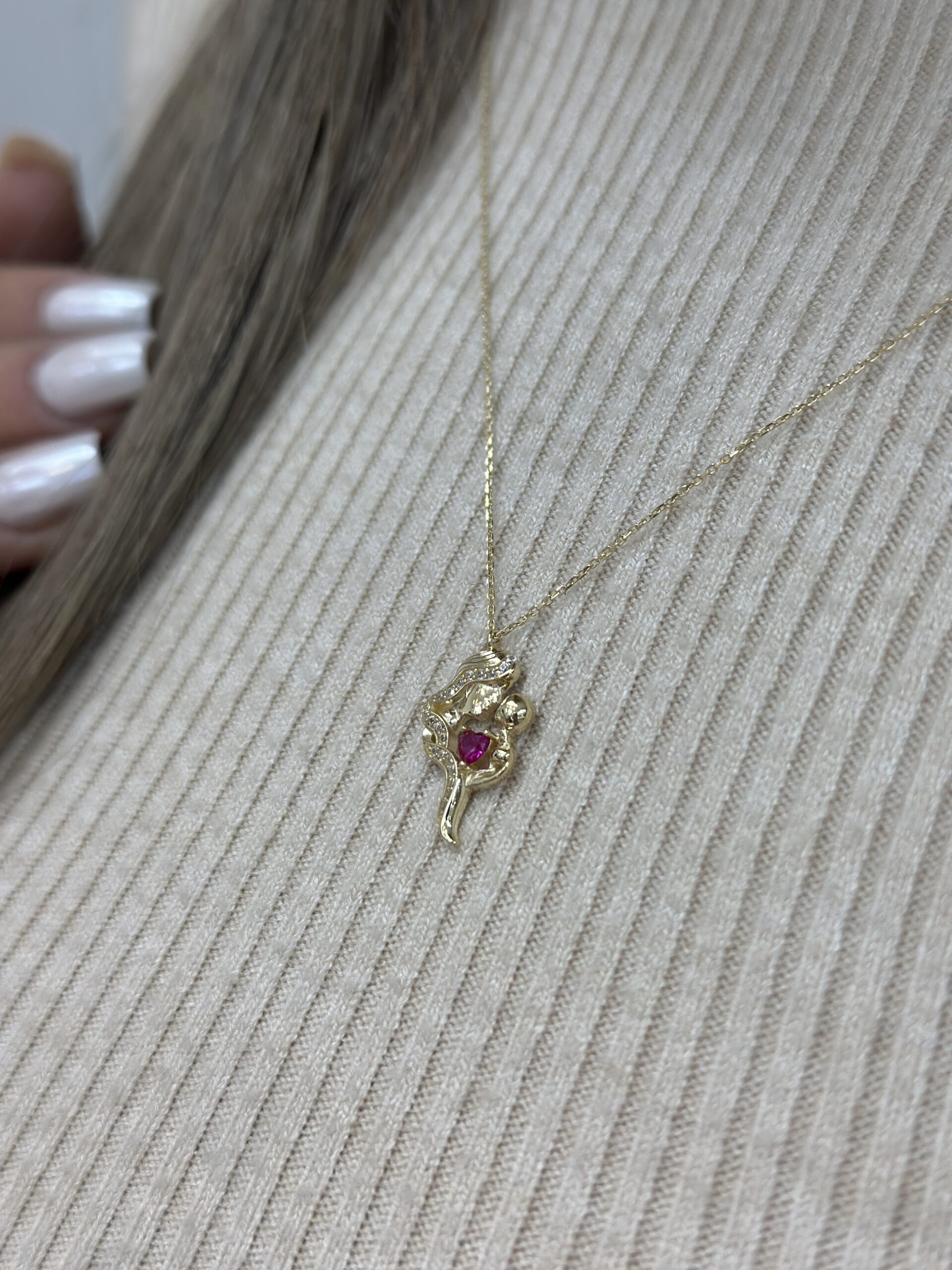 Mutter und Kind Pink - Kette mit Anhänger - 585er Gold - Juwelier Di-EL – Bild 2