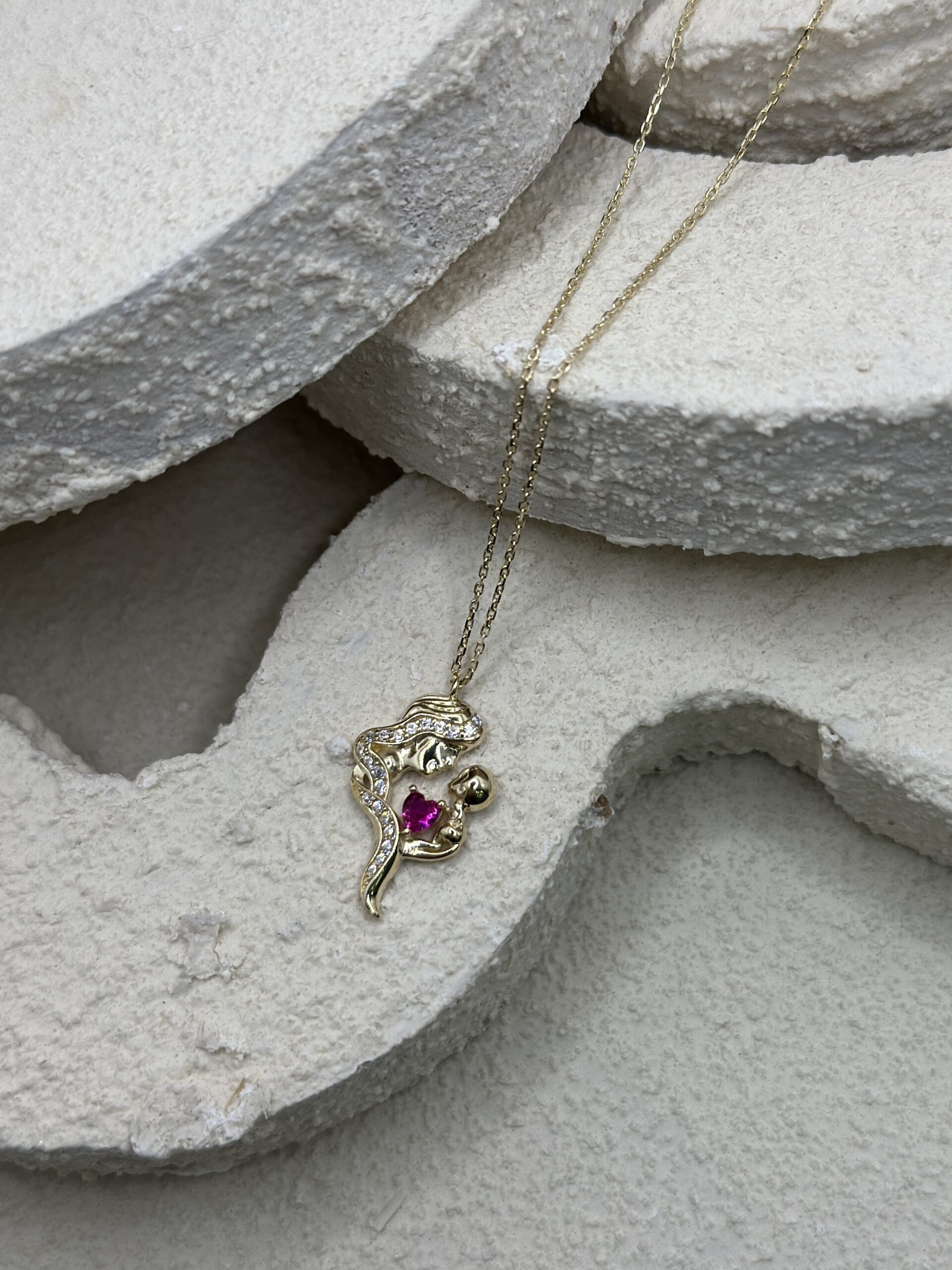 Mutter und Kind Pink - Kette mit Anhänger - 585er Gold - Juwelier Di-EL