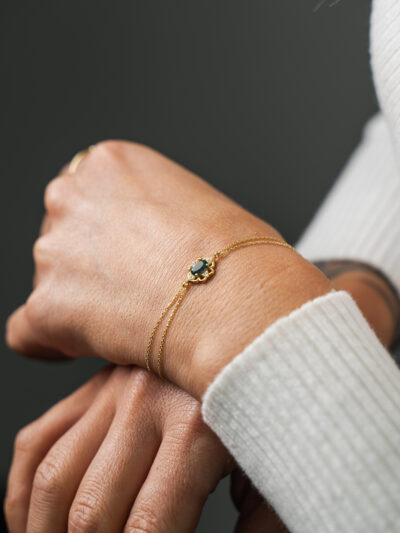 Ornamentaler Blüte Grün- Armband - 585er Gold - Juwelier Di-EL